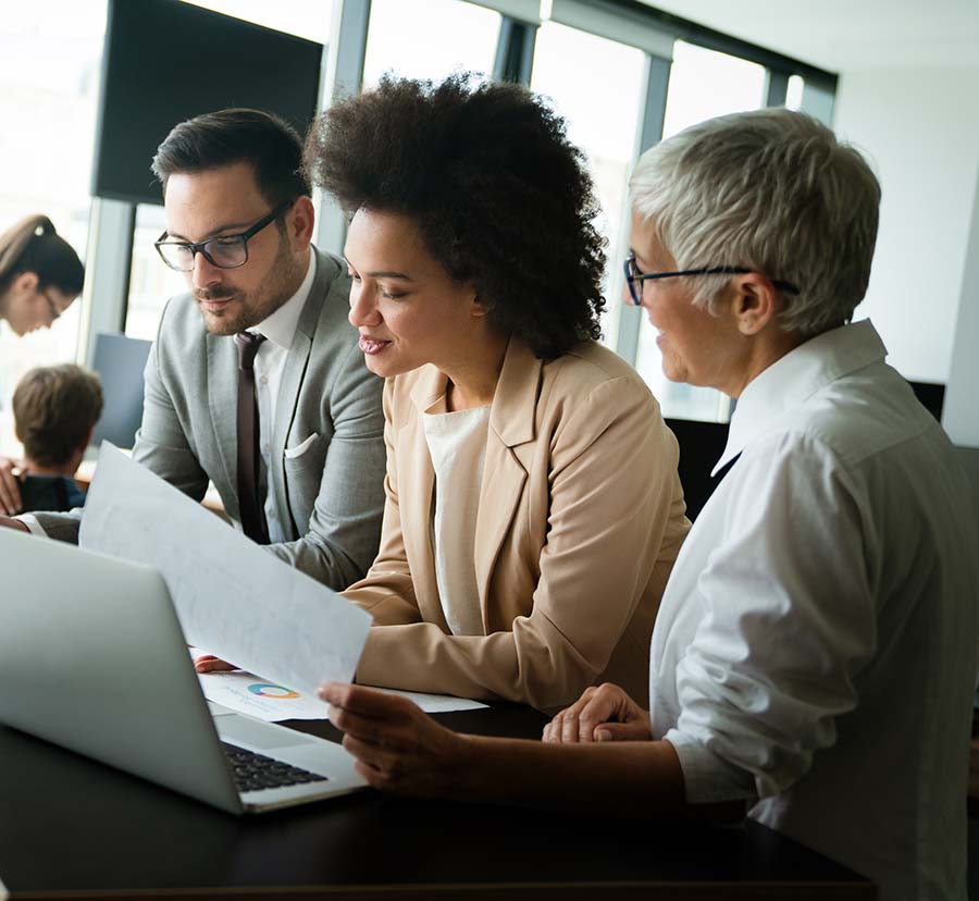 Adults studying finances