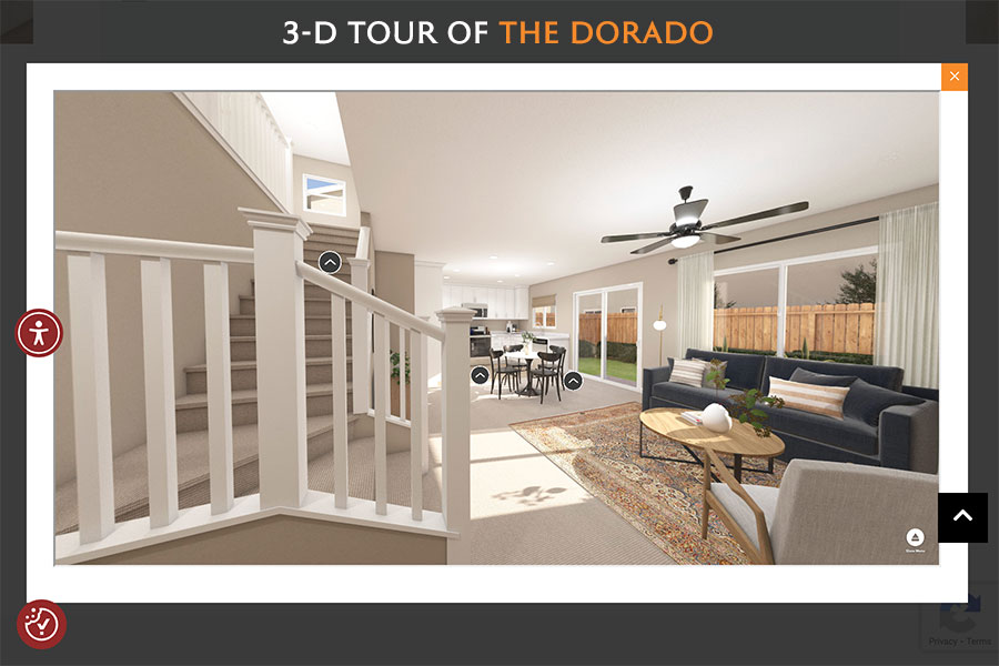 Florsheim Homes website screenshot showing the 3-d tour interactive element