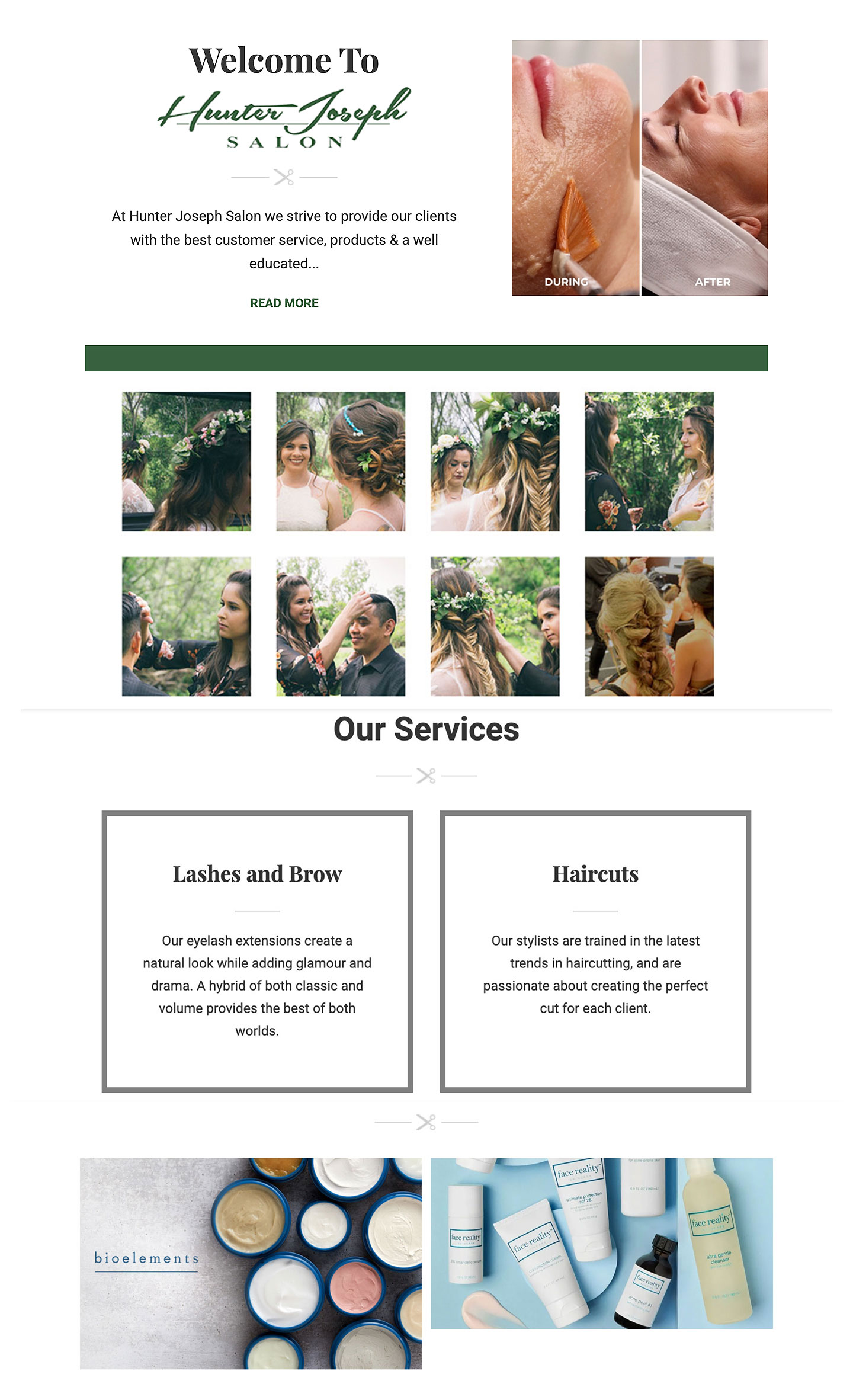 Hunter Joseph Salon website element mashup 