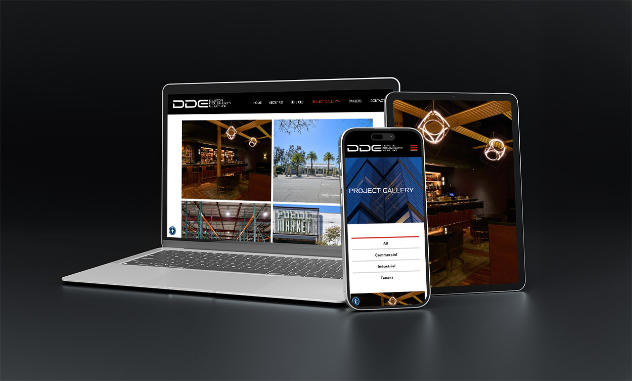 device mockup showing Duston Dougherty Electric's professional website photos taken of his electrical work