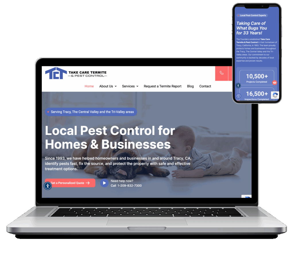 high converting wesite design for Take Care Termite & Pest Control